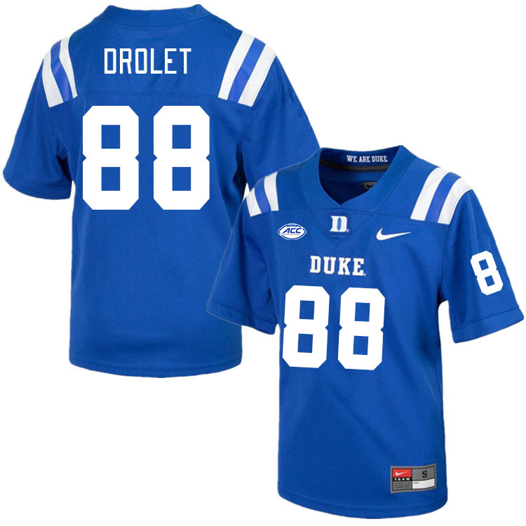 Men #88 Vincent Drolet Duke Blue Devils College Football Jerseys Stitched Sale-Royal